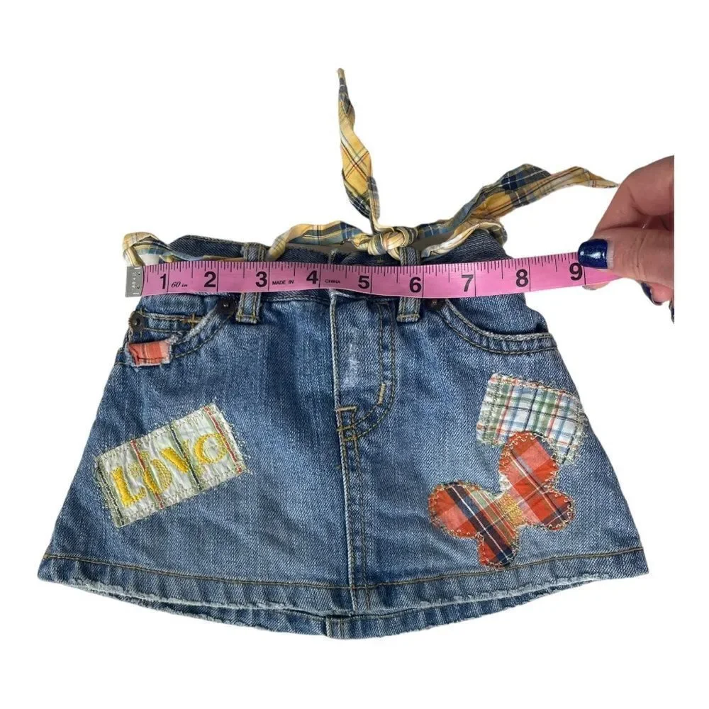 Children's Place Baby Girl's Size 6 - 9 Months Jean Skirt Blue Patches